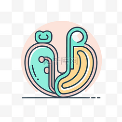 胃线性图标图片_d 字母设计以香蕉的线条画为特色 