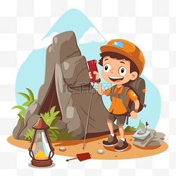 旅行探险家图片_冒险剪贴画卡通探险家男孩徒步旅