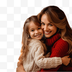 孩子抱妈妈图片_妈妈和女儿在圣诞树和壁炉旁幸福