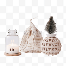 灯笼组合图片_圣诞节组合物与蜡烛灯笼圣诞树日