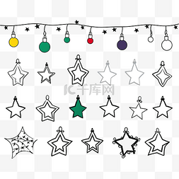 亮闪闪的星星图片_星星形状的圣诞灯着色工作表