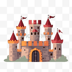 堡垒剪贴画平面卡通城堡和白色背