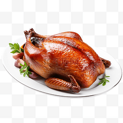 一盘菜西餐图片_圣诞节或感恩节烤鹅或鸡