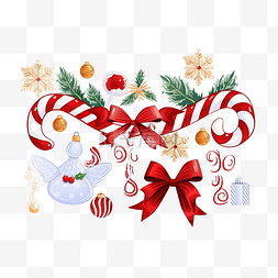 冬季文字装饰图片_圣诞快乐横幅与节日装饰圣诞糖果