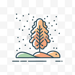 简单主题图片_雪山上的树 向量