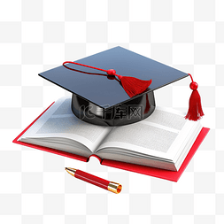 字典大字典图片_红色别针与打开的书和毕业帽放大