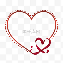 丝带爱心边框图片_情人节3d红色丝带爱心边框