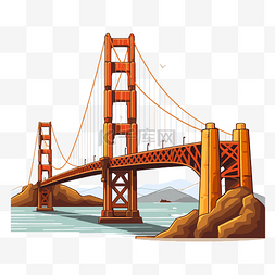 金门大桥剪贴画插图卡通中的金门
