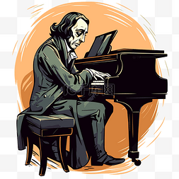 肖邦剪贴画一个弹钢琴卡通的人的