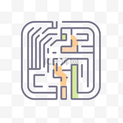 电路板icon图片_带有迷宫插图的电路板图 向量