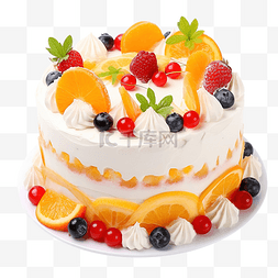 水果装饰草莓图片_色彩缤纷的生日蛋糕，装饰着融化