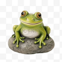 浆果水彩图片_快乐的青蛙在石头上