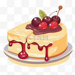 卡通芝士蛋糕图片_芝士蛋糕剪贴画甜点蛋糕与樱桃和