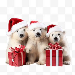 圣诞节礼物店图片_圣诞礼物商店里戴着红帽子的北极