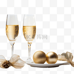 晚会桌图片_圣诞节美丽的餐桌布置，配有香槟