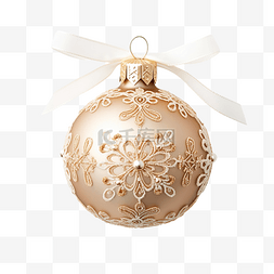 发光水晶球图片_带花边和装饰的圣诞复古玻璃球