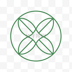 四片叶子的绿色圆形标志 向量