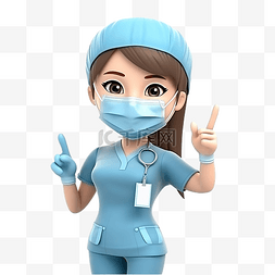 戴口罩生卡通图片_护士戴口罩解释内牙3D人物插画