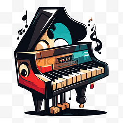 卡通鋼琴图片_彈鋼琴 向量
