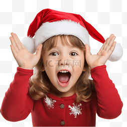 沮丧的孩子图片_庆祝圣诞节的小女孩用手捂住耳朵