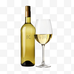 玻璃和瓶子白葡萄酒
