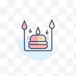 生日蛋糕上有蜡烛的一根细线图标