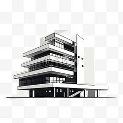 现代简约办公室图片_简约风格的现代建筑插画
