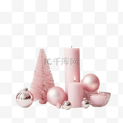 圣诞节简约而简单的粉色构图