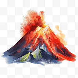 水彩风格的火山剪贴画