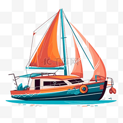 海軍图片_双体船剪贴画卡通帆船插图 向量