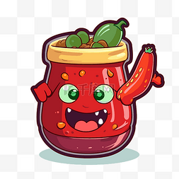 番茄莎莎图片_红番茄果酱罐的卡通设计 向量