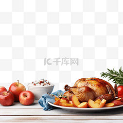 菜蓝色图片_蓝色木桌上的感恩节晚餐，包括火