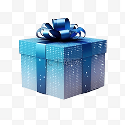 带丝带生成ai的蓝色装饰礼品盒