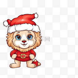 卡通狮子素描图片_使用圣诞老人服装复制图片儿童游