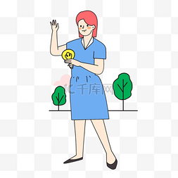 红色礼服插画图片_女人连衣裙蓝色