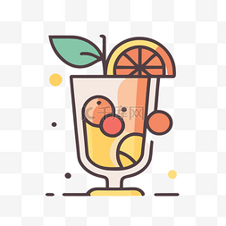 橙汁鸡尾酒，配有新鲜水果和叶子