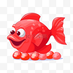 瑞典鱼剪贴画小红鱼站在红球卡通