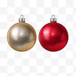 圣诞球逼真的银色金色和红色