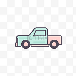 小卡车背景图片_带有扁线背景的粉色和绿松石色小