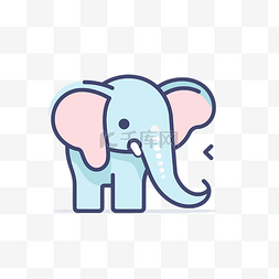 彩色的大象图片_可爱的大象图标，带有粉色和白色