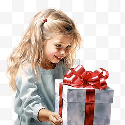 是什么图片_我不知道一个小女孩打开圣诞礼物