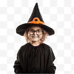 女巫师图片_戴着女巫帽子和眼镜的万圣节孩子