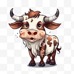 牛皮背景图片_白色背景上的牛皮剪贴画卡通牛 