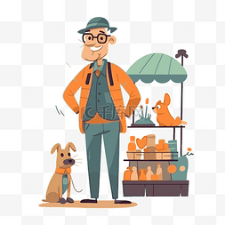 人物与植物素材图片_业主剪贴画卡通人物与宠物店概念