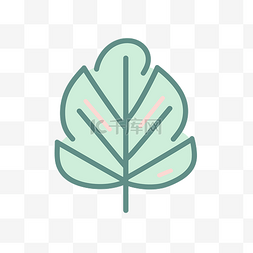简单形状的绿色和粉色叶子图标 