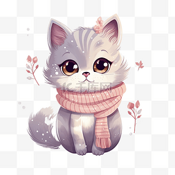 可爱舒适多彩雪冬猫小猫