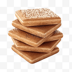 饼干正方形图片_从顶视图角度对单个和堆叠的棕色