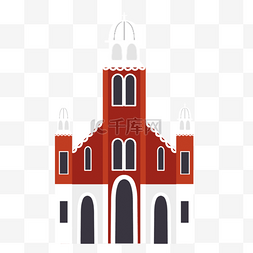 欧洲建筑剪影图片_红色教堂建筑