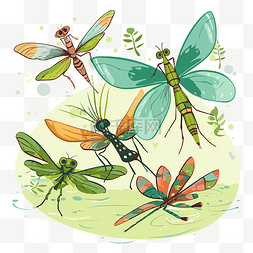 卡通png蜻蜓图片_蜻蜓剪贴画插图蜻蜓飞来飞去并与