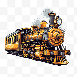 老式火车图片_白色背景上孤立的老式蒸汽机车矢